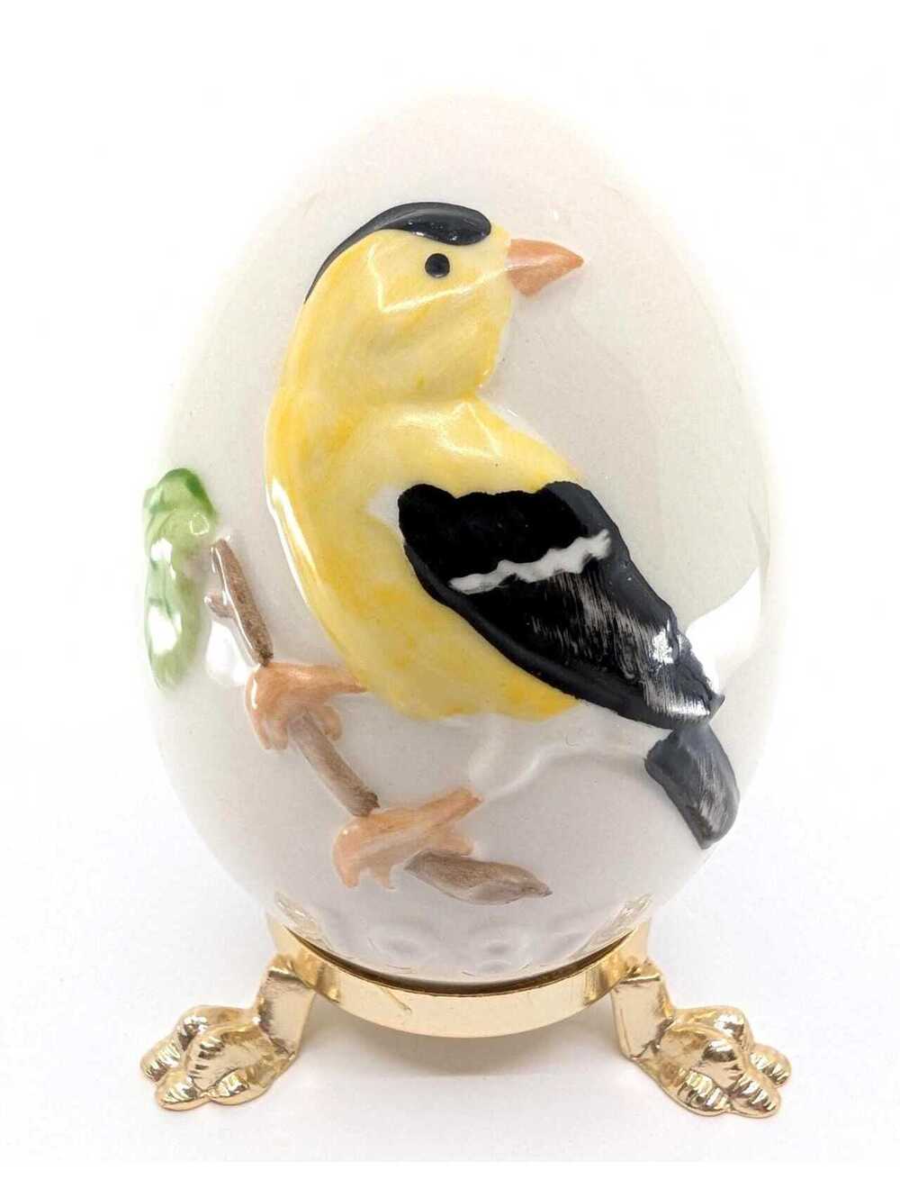 Vintage Goebel 1987 10th Annual Easter Egg Goldfinch W Germany Porcelain
